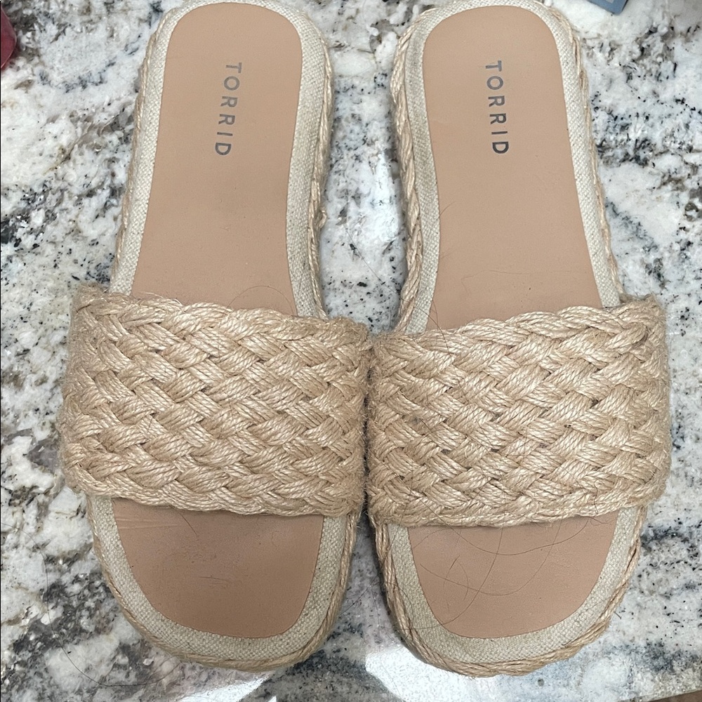 Torrid Women's Beige Braided Espadrille Slides